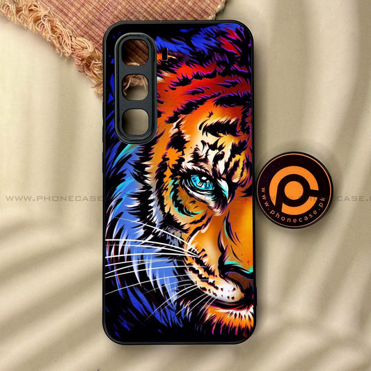 Infinix Hot 60 Pro - Tiger Art - Premium Metal Printed soft Bumper shock Proof Case  CS-38879