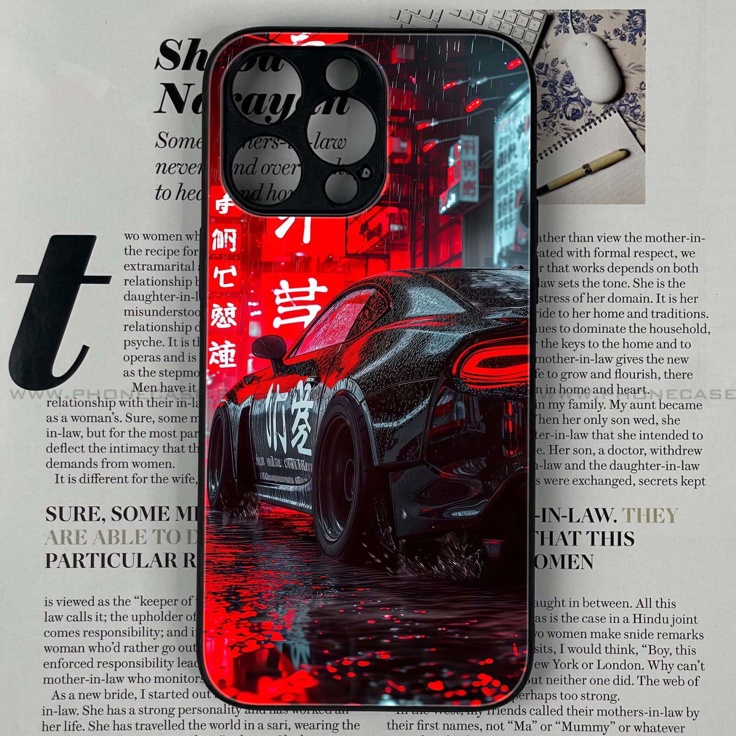iPhone 14 Pro Max - Tokyo Dark Night Racing Car - Premium Metal Printed soft Bumper shock Proof Case CS-37433