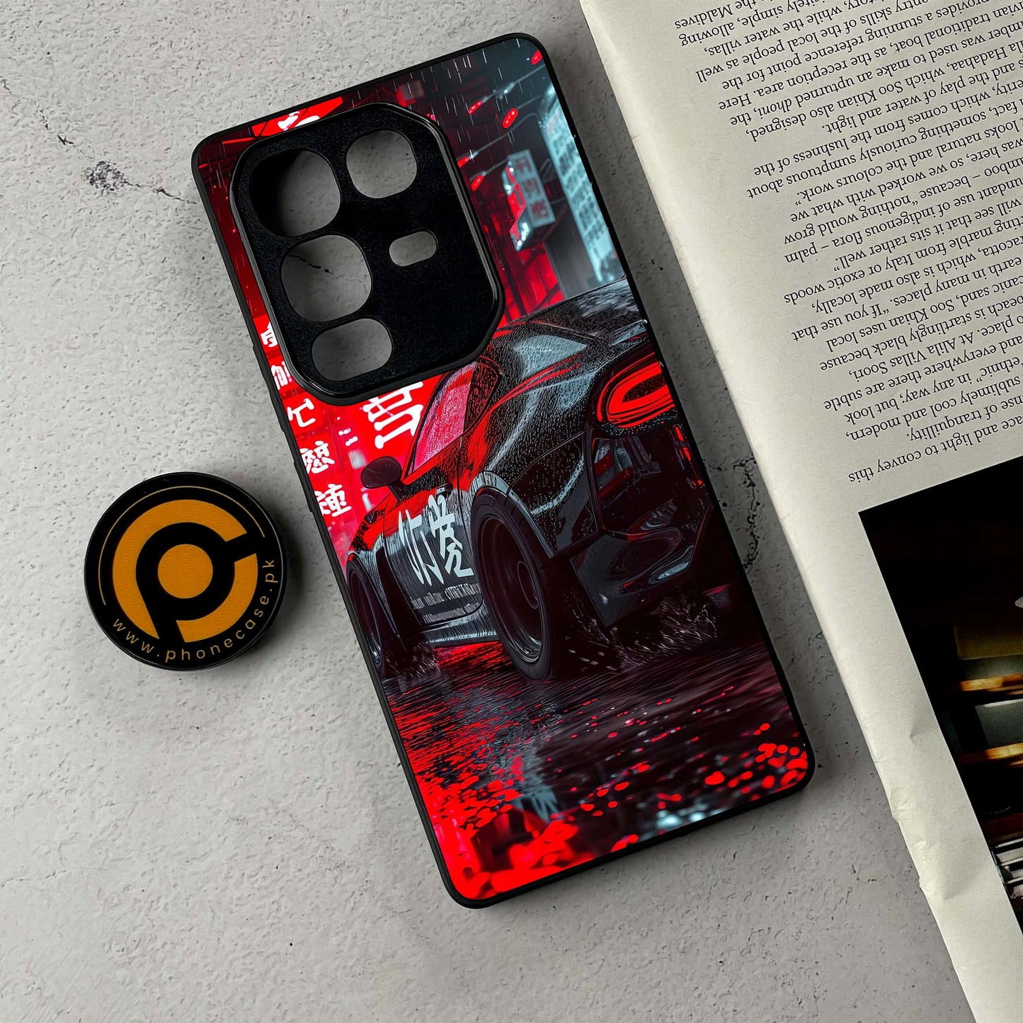 Infinix Note 50 Pro - Tokyo Dark Night Racing Car - Premium Metal Printed Soft Bumper Shockproof Case  CS-38539