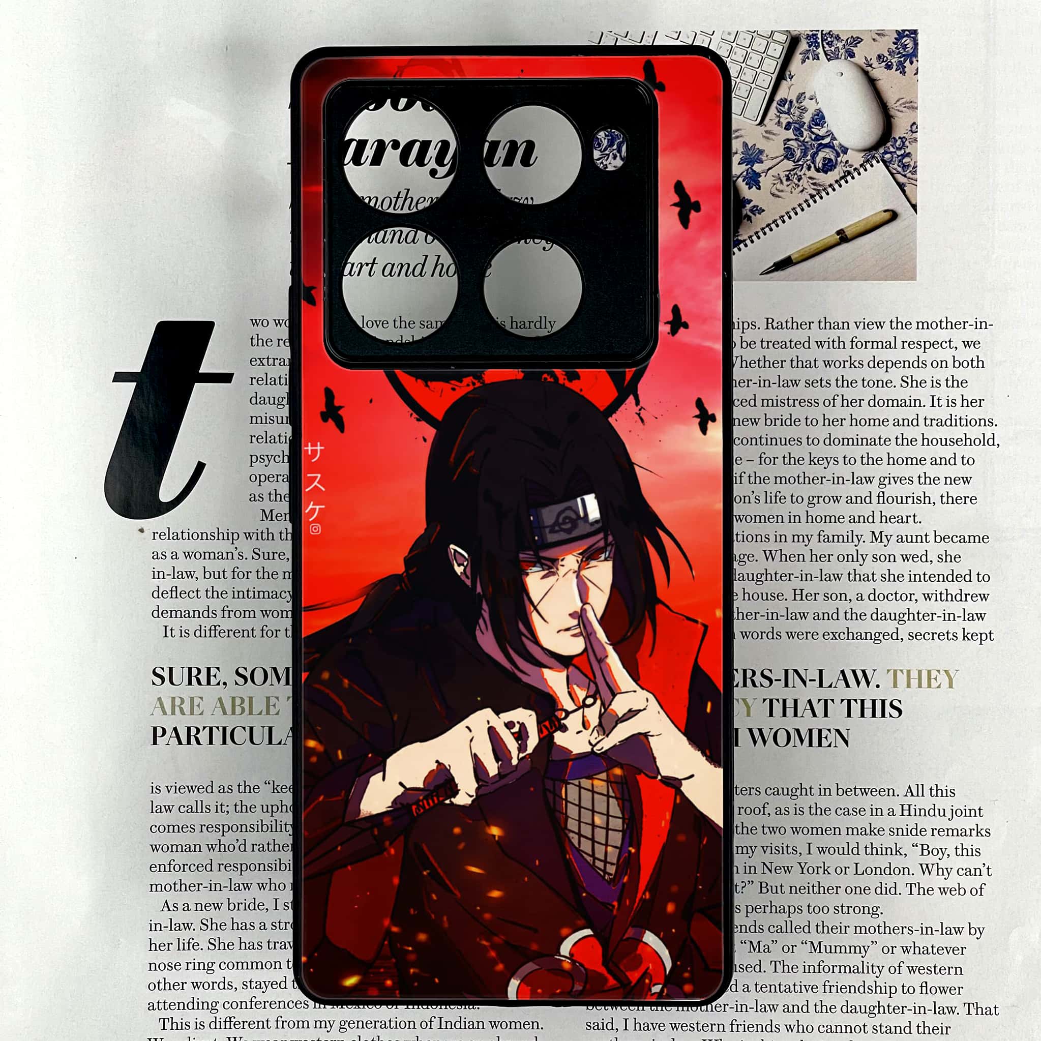 Infinix Note 40 Pro 4G - Uchiha Itachi - Premium Printed Glass soft Bumper shock Proof Case CS-39026