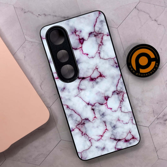 Vivo V50 Lite - White Marble Design 1  - Premium Metal Printed soft Bumper shock Proof Case  CS-39028