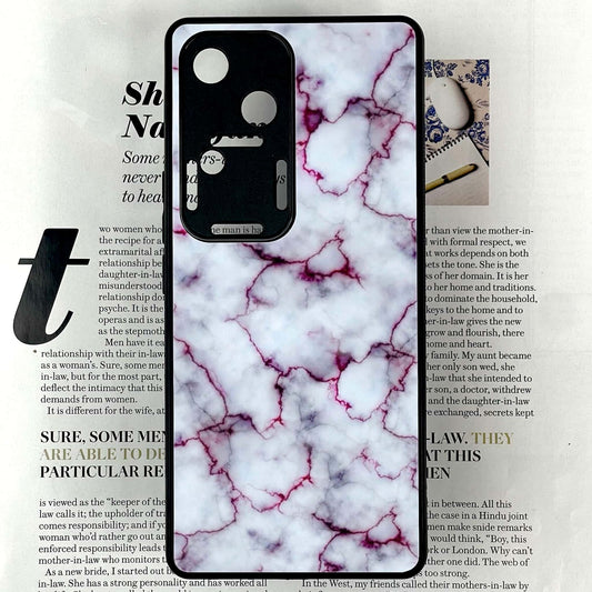 Vivo V30 - White Marble Design 1  - Premium Printed Glass soft Bumper shock Proof Case CS-37472