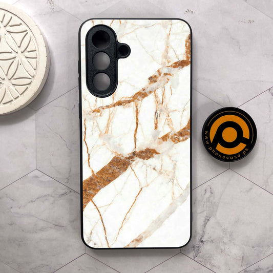 Samsung Galaxy A56 5G - White Marble Design 4 - Premium Metal Printed soft Bumper shock Proof Case CS-37596