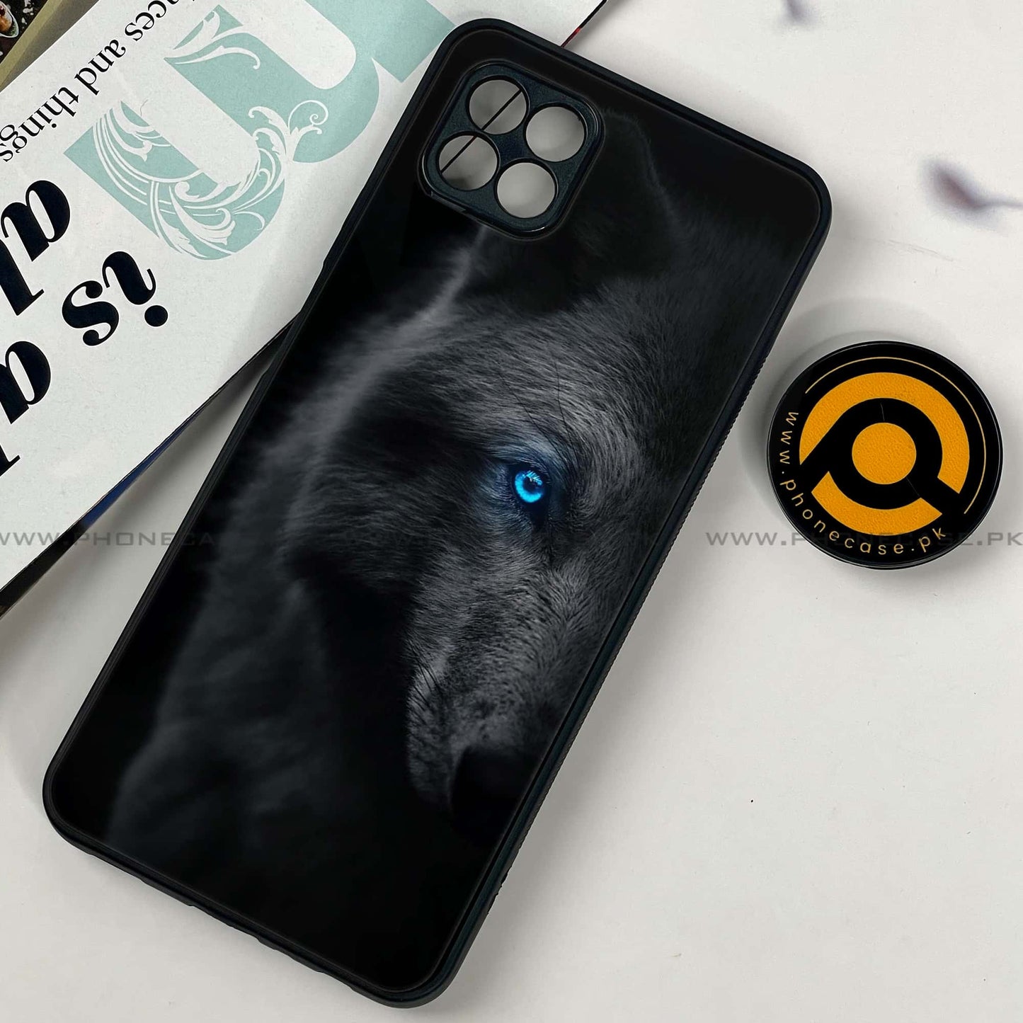 Samsung Galaxy A22 5G - Wolf Design 9- Premium Printed Glass soft Bumper shock Proof Case CS-37940
