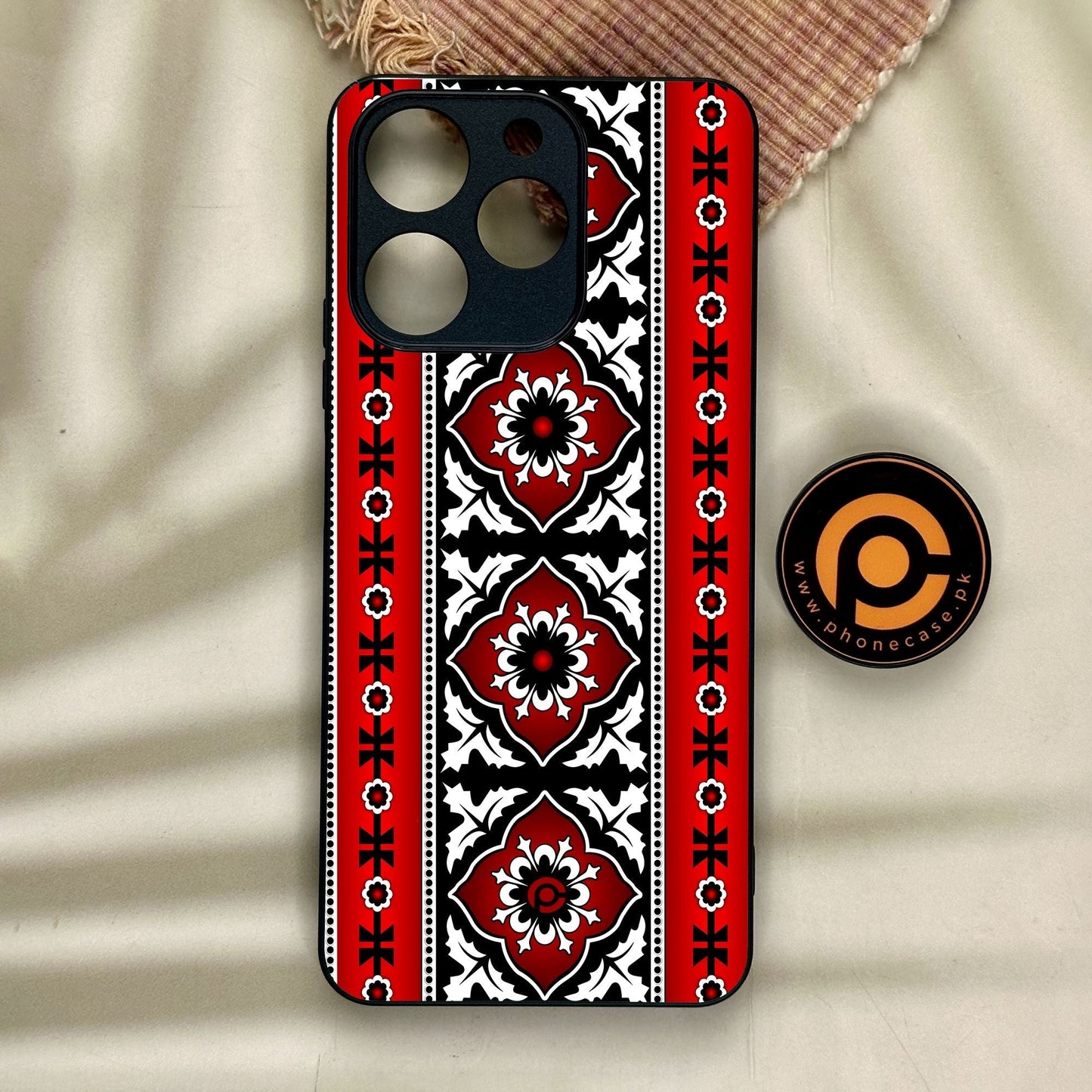 Realme Note 70 - Ajrak Design 1 - Premium Metal Printed Soft Bumper Shock Proof Case