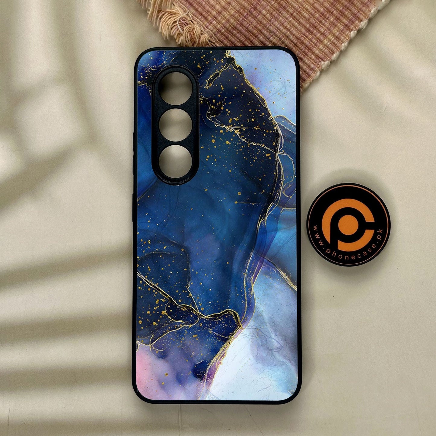 Itel S25 - Blue Marble Design 7 - Premium Metal Printed Soft Bumper Shock Proof Case