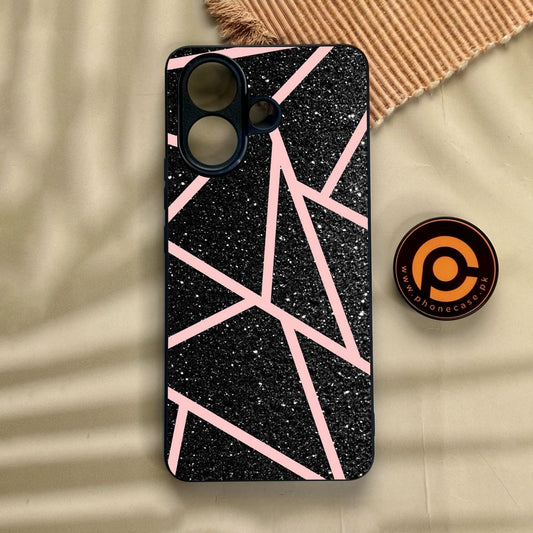 Vivo V60 Lite  - Black Sparkle Glitter With Rosegold - Premium Metal Printed Soft Bumper Shock Proof Case