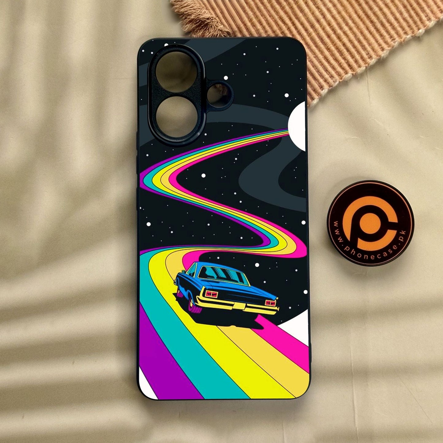 Vivo V60 Lite  - Drive To The Moon - Premium Metal Printed Soft Bumper Shock Proof Case