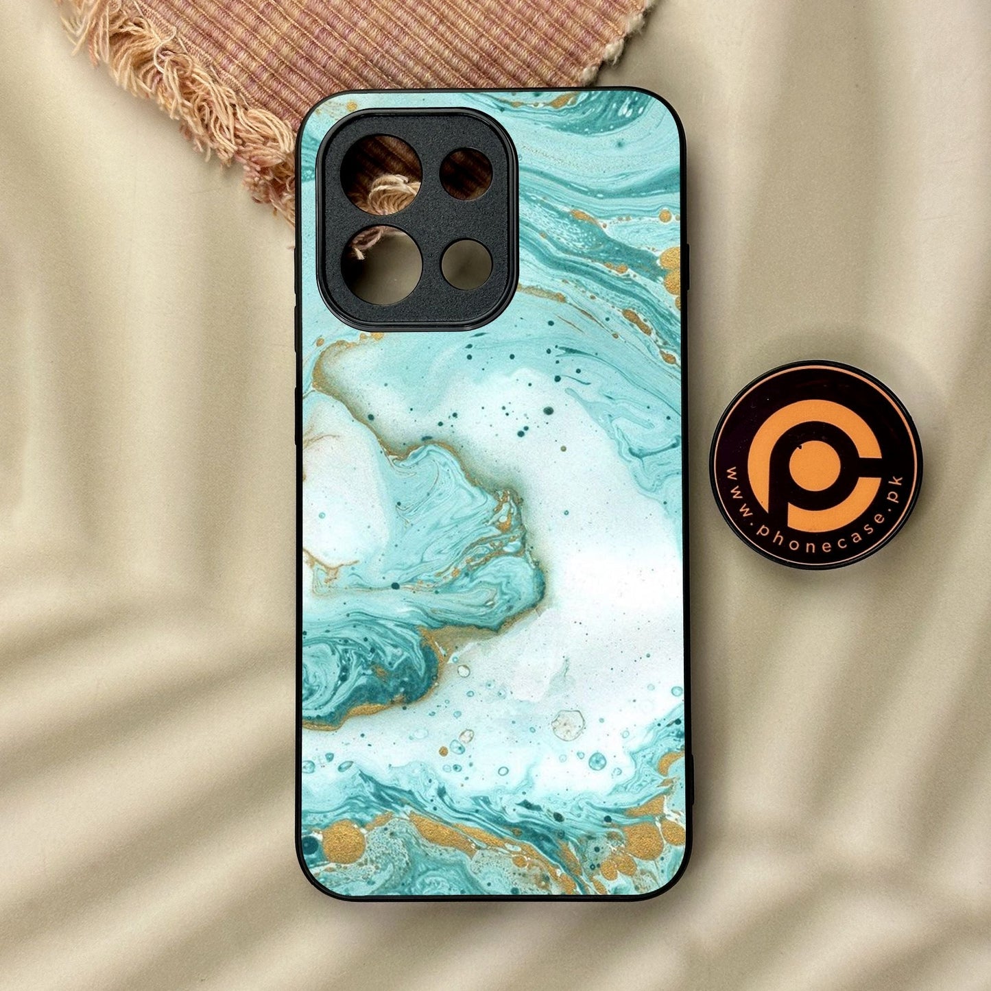 OnePlus 13T - Aqua Blue Marble Design - Premium Metal Printed Soft Bumper Shock Proof Case