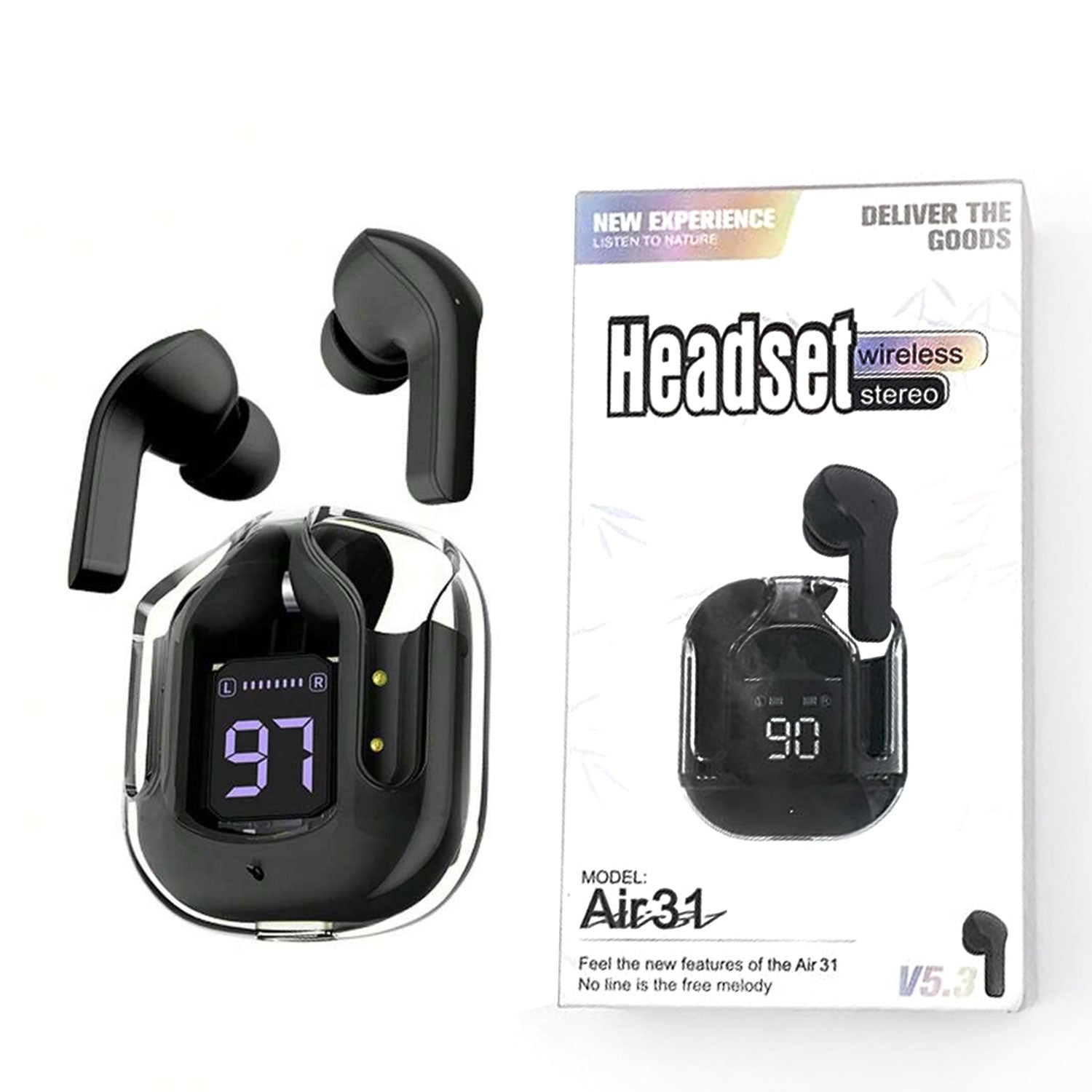 AIR 31 TWS TRANSPARENT EARBUDS BLUETOOTH