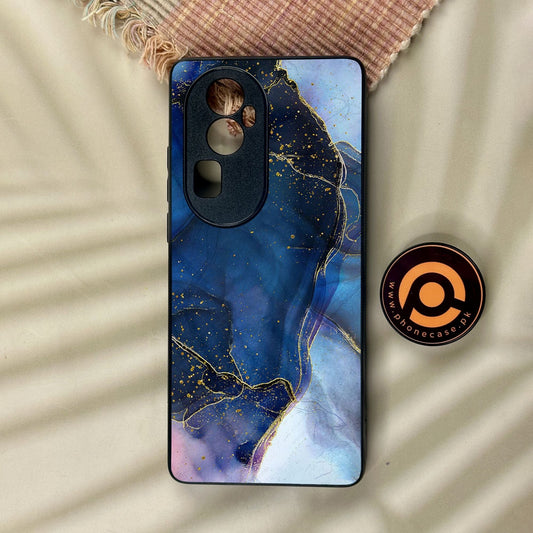 Oppo Reno 10 Pro Plus - Blue Marble Design 7 - Premium Metal Printed Soft Bumper Shock Proof Case