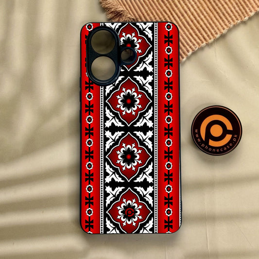 Vivo V60 Lite  - Ajrak Design 1 - Premium Metal Printed Soft Bumper Shock Proof Case