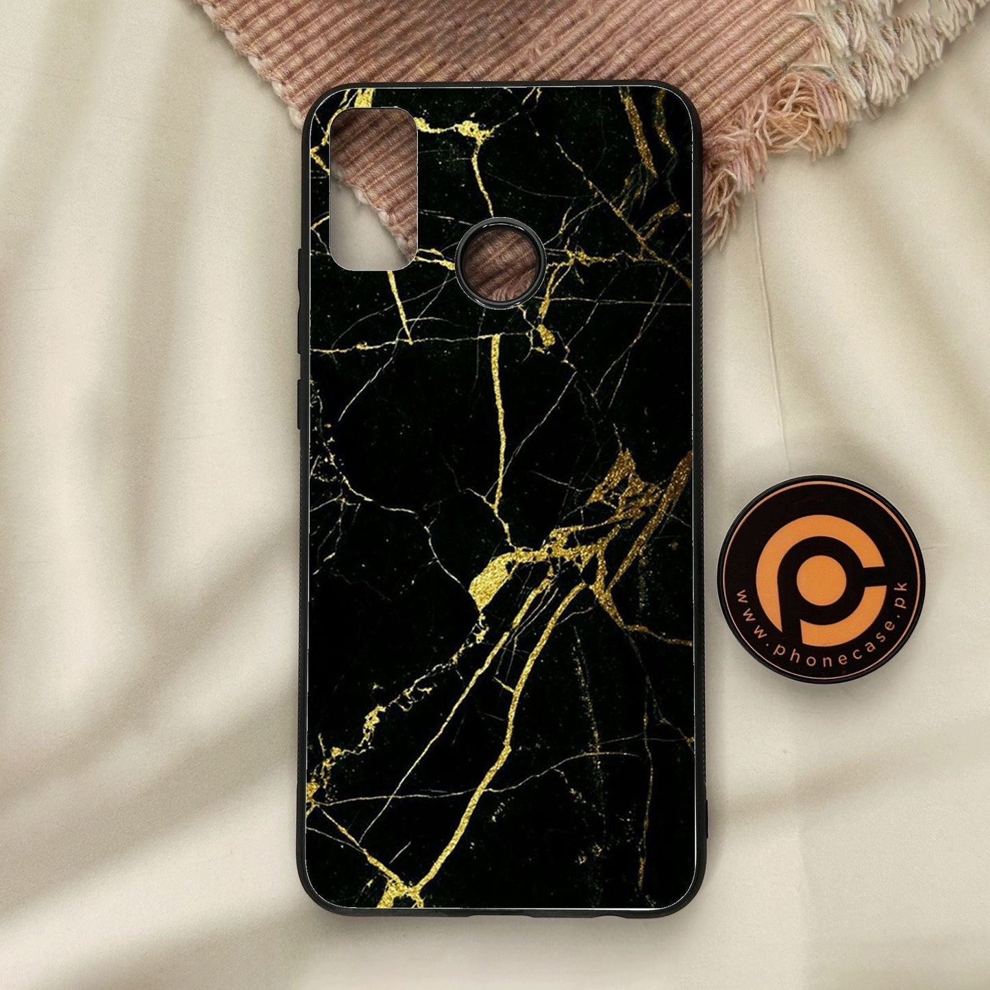 Honor 9X Lite - Black Marble Design 3 - Premium Metal Printed Soft Bumper Shock Proof Case