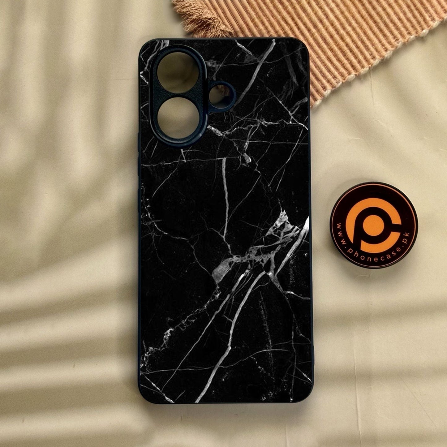 Vivo V60 Lite  - Black Marble Design 2 - Premium Metal Printed Soft Bumper Shock Proof Case