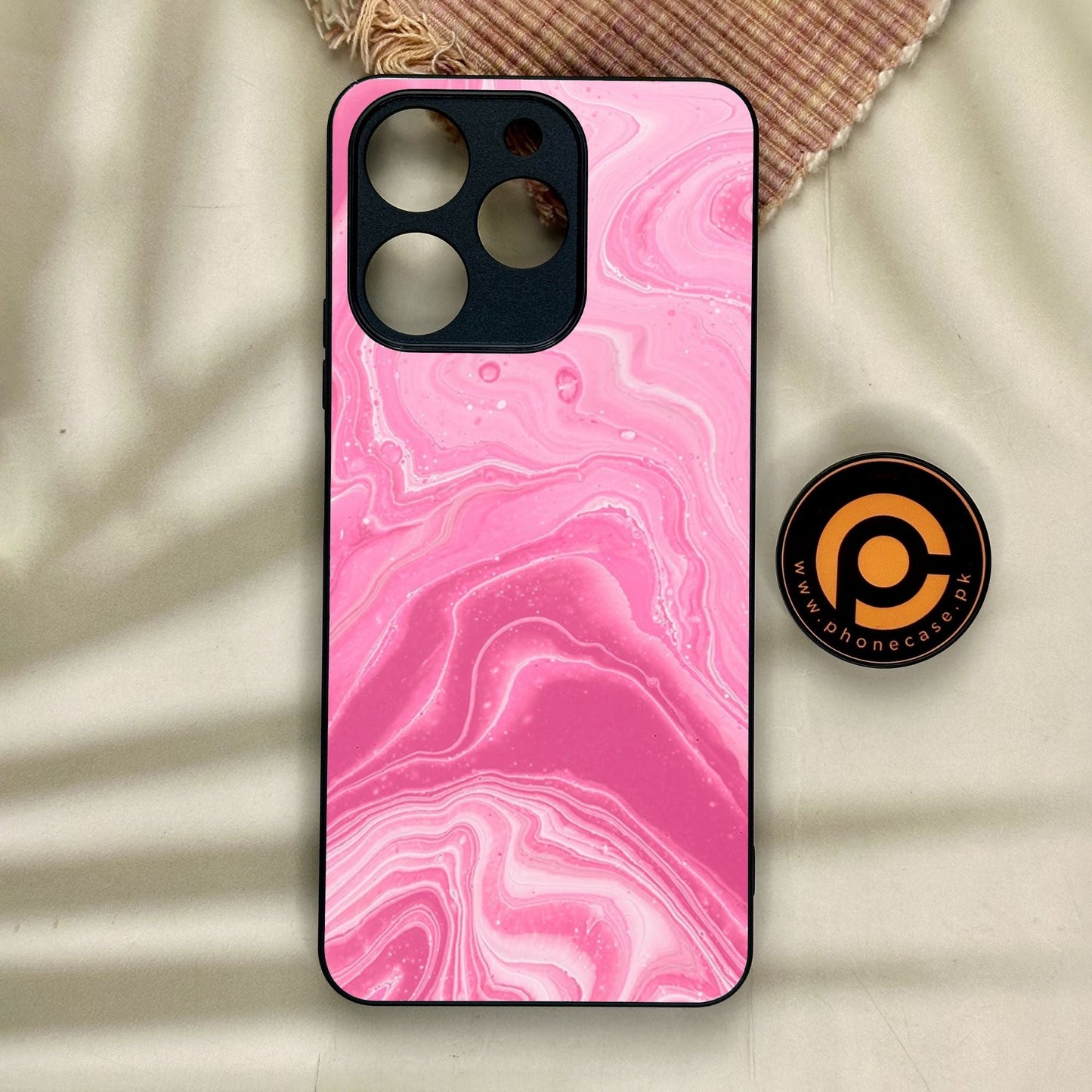 Realme Note 70 - Pink Design 3 - Premium Metal Printed Soft Bumper Shock Proof Case