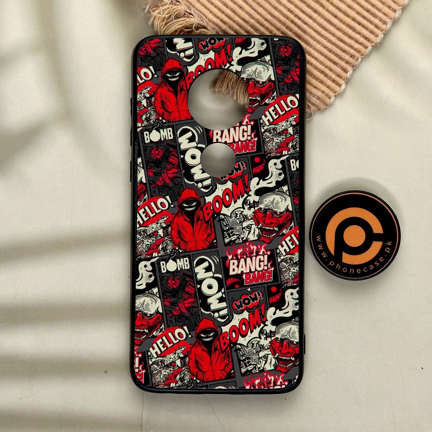 Motorola Moto G7 - Boom Red - Premium Metal Printed Soft Bumper Shock Proof Case