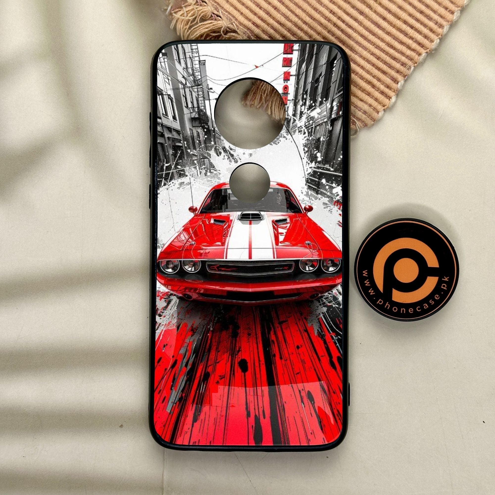 Motorola Moto G7 - Red Muscle Car Thrill - Premium Metal Printed Soft Bumper Shock Proof Case