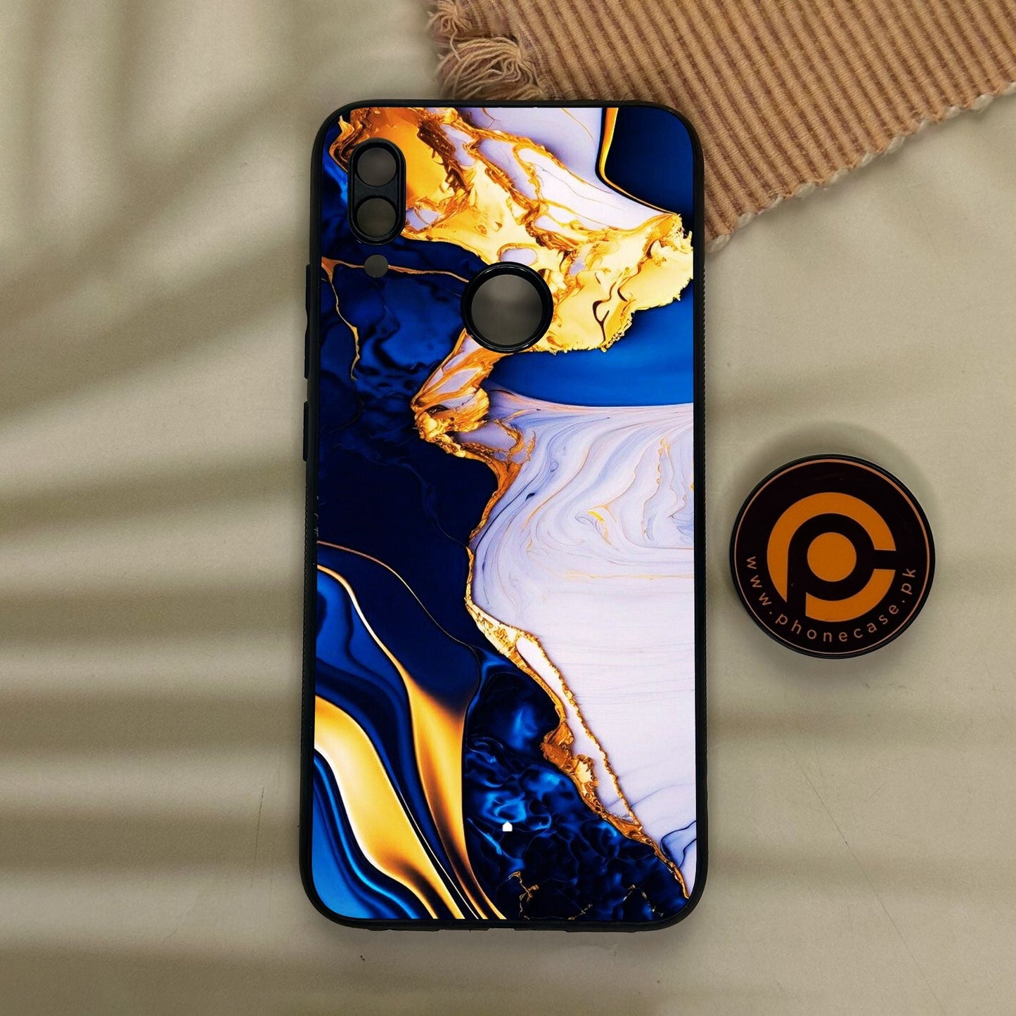 Redmi Note 7 - Blue Golden Marble - Premium Metal Printed Soft Bumper Shock Proof Case