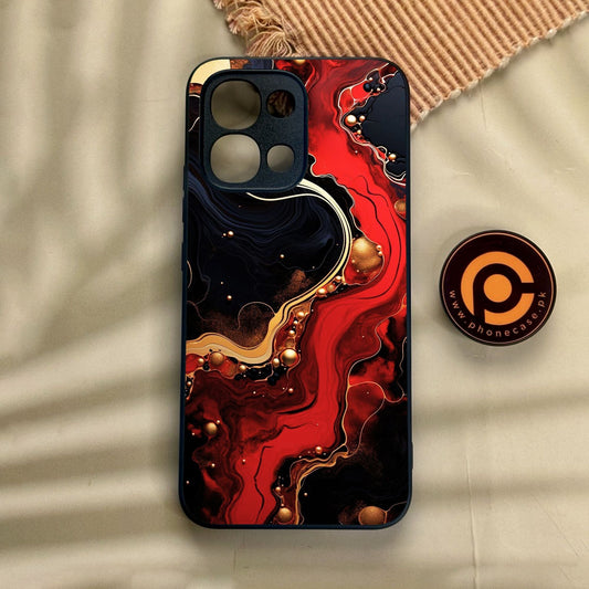 Oppo A6 Pro - Red Gold Marble - Premium Metal Printed Soft Bumper Shock Proof Case