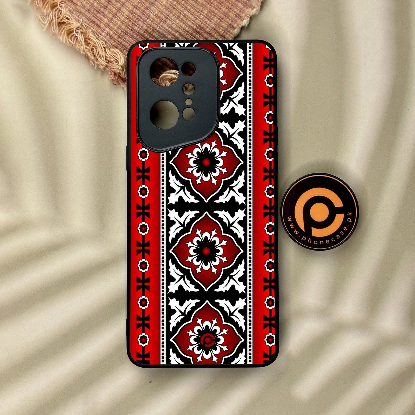 Oppo Find X5 Pro - Ajrak Design 1 - Premium Metal Printed Soft Bumper Shock Proof Case