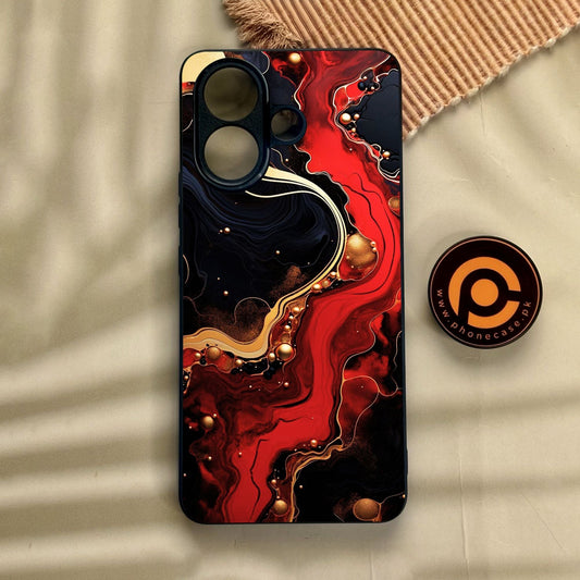Vivo V60 Lite  - Red Gold Marble - Premium Metal Printed Soft Bumper Shock Proof Case