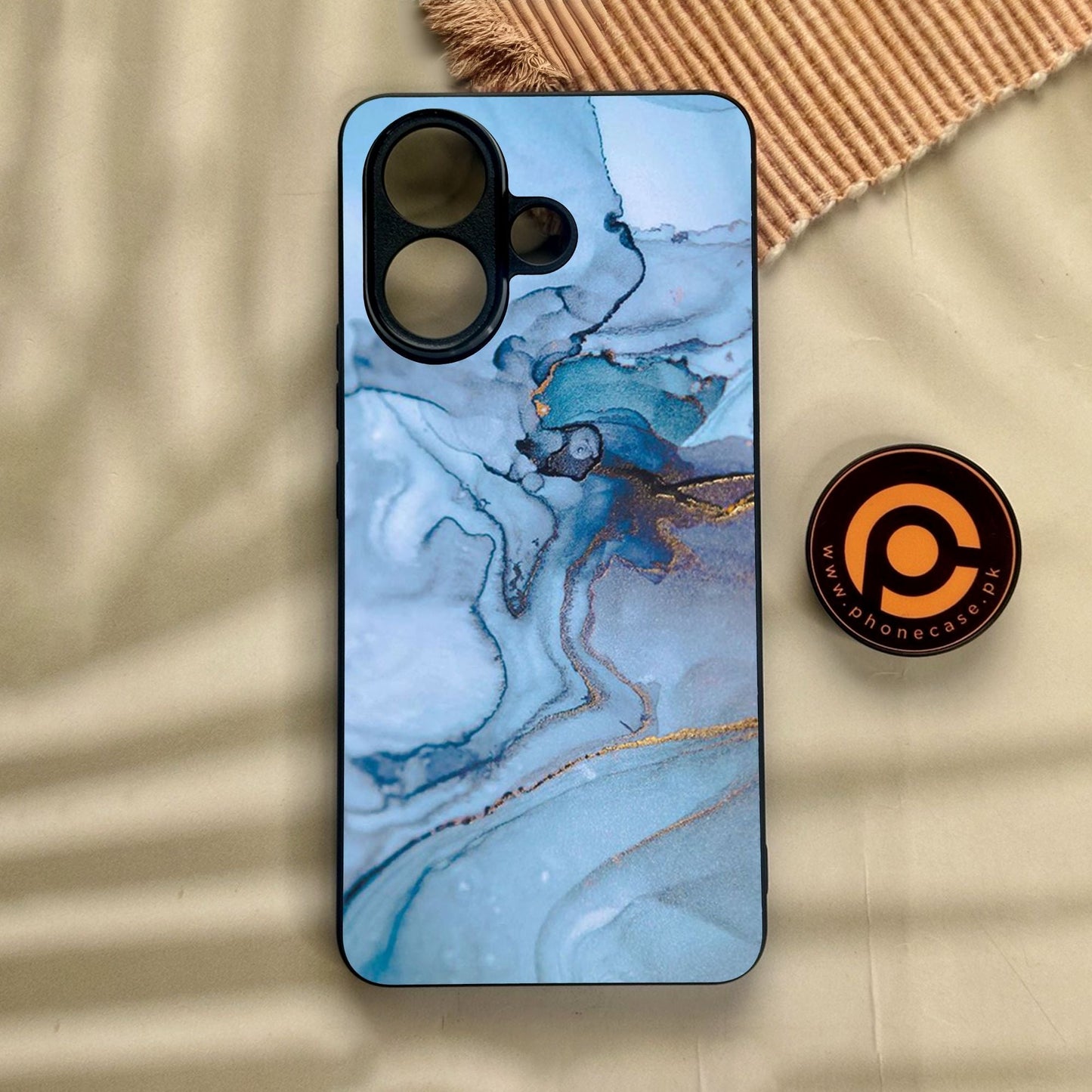 Vivo V60 Lite  - Blue Marble Design 1 - Premium Metal Printed Soft Bumper Shock Proof Case