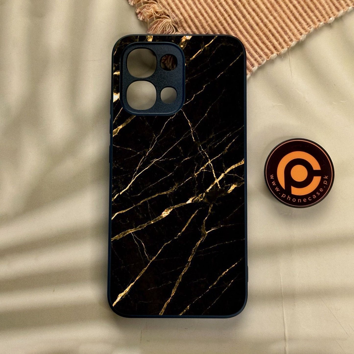 Oppo A6 Pro - Black Marble Design 7 - Premium Metal Printed Soft Bumper Shock Proof Case