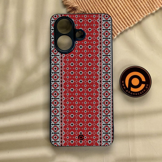 Vivo V60 Lite  - Ajrak Design 12 - Premium Metal Printed Soft Bumper Shock Proof Case