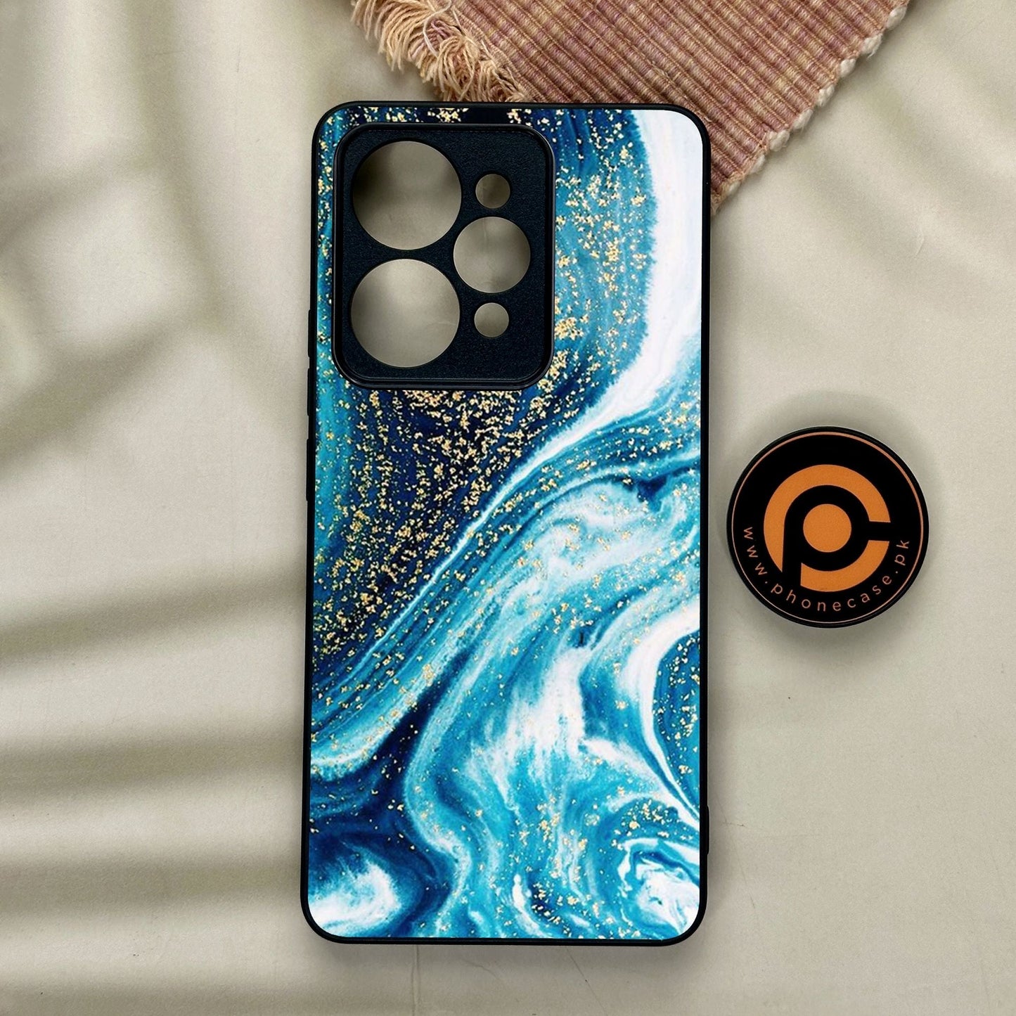 Realme 15 - Blue Marble Design 5 - Premium Metal Printed Soft Bumper Shock Proof Case