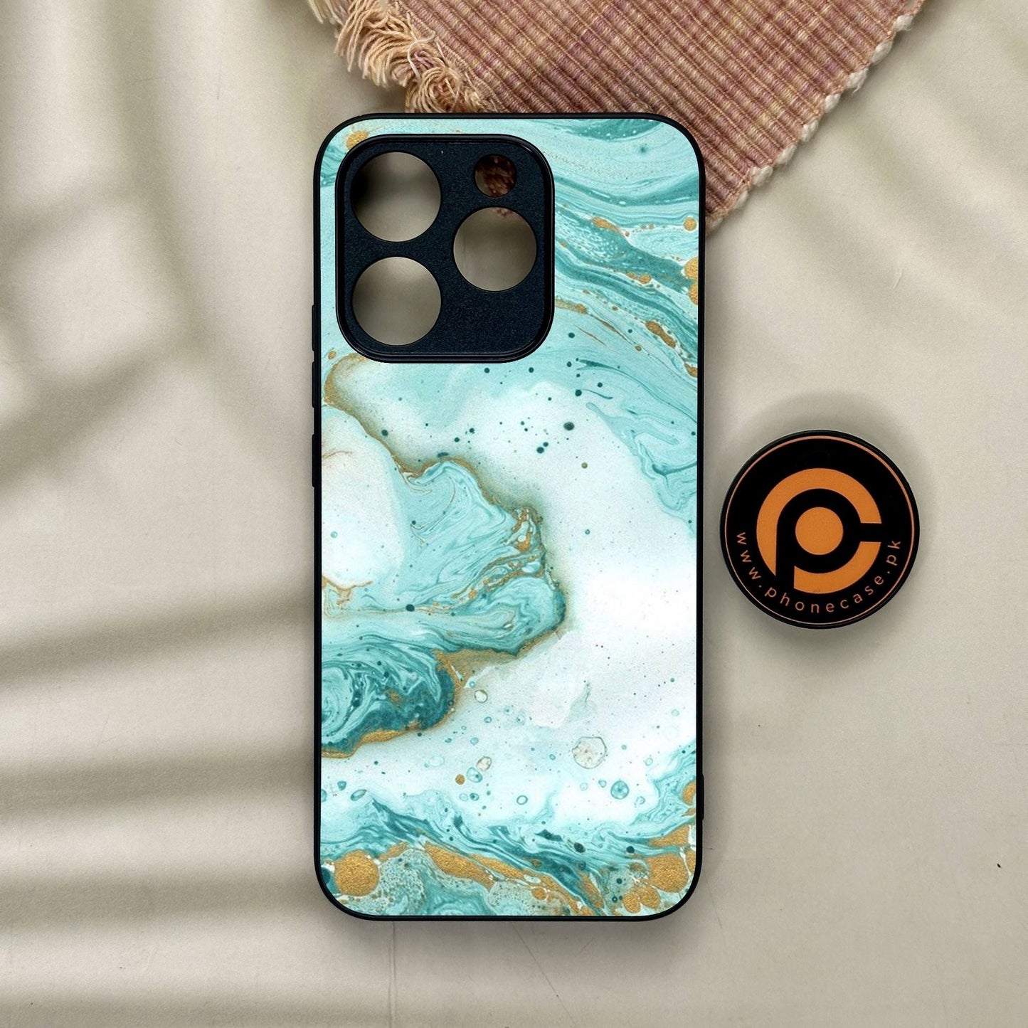 Realme 15T - Aqua Blue Marble Design - Premium Metal Printed Soft Bumper Shock Proof Case