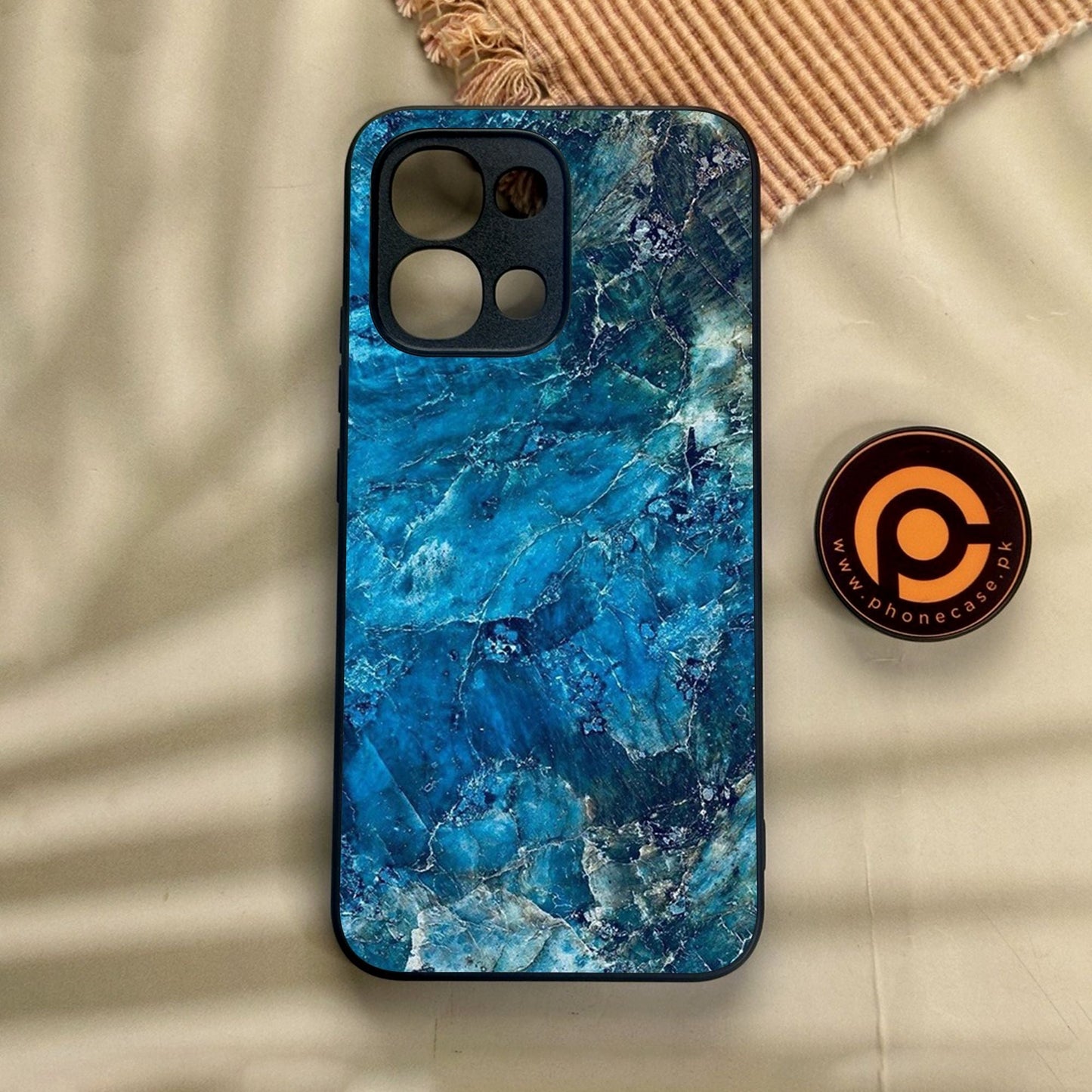 Oppo A6 Pro - Blue Marble Design 10 - Premium Metal Printed Soft Bumper Shock Proof Case