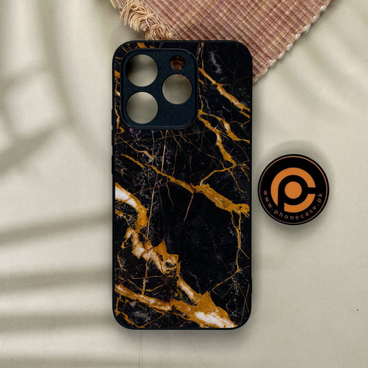 Realme 15T - Golden Black Marble - Premium Metal Printed Soft Bumper Shock Proof Case