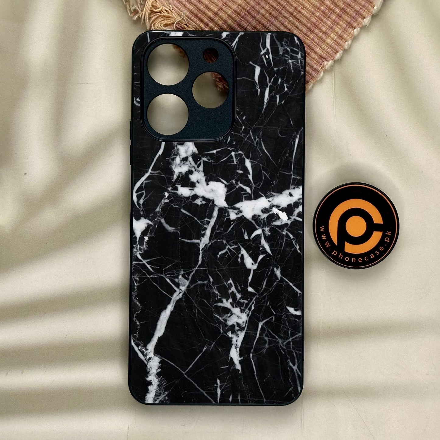 Realme Note 70 - Black Marble Design 6 - Premium Metal Printed Soft Bumper Shock Proof Case