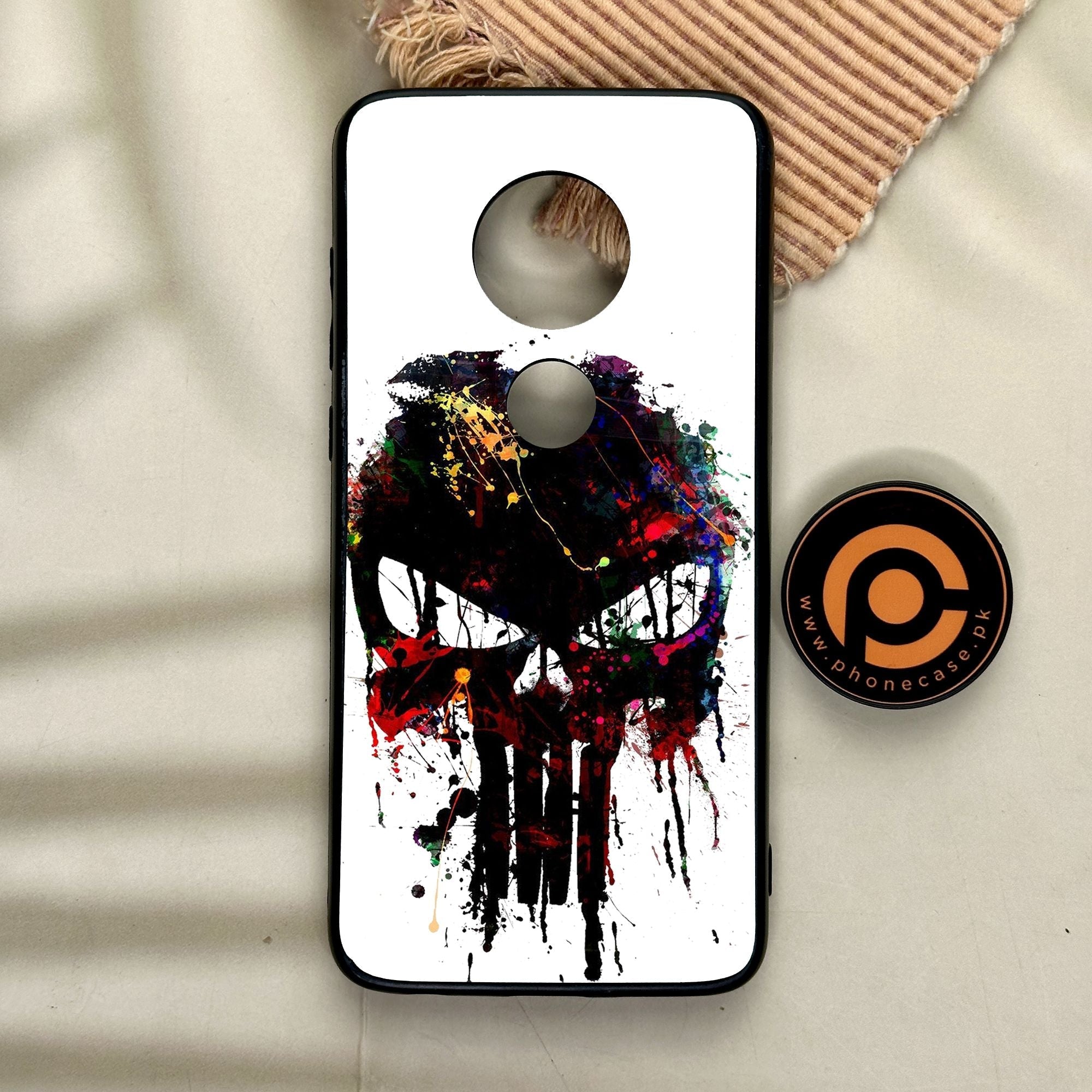 Motorola Moto G7 - Punisher Skull Design - Premium Metal Printed Soft Bumper Shock Proof Case