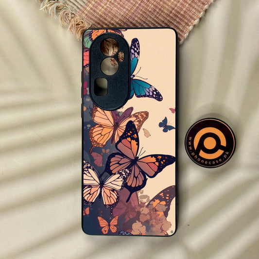 Oppo Reno 10 Pro Plus - Butterflies Design 6 - Premium Metal Printed Soft Bumper Shock Proof Case