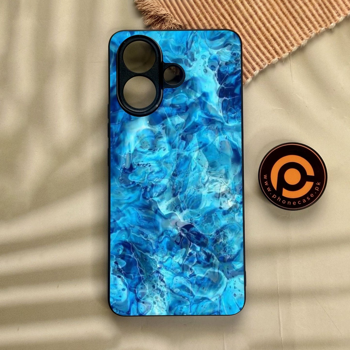 Vivo V60 Lite  - Blue Marble Design 6 - Premium Metal Printed Soft Bumper Shock Proof Case