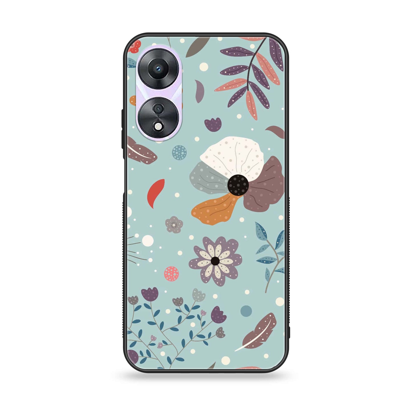 Oppo A58 - Floral Series Design 5 - Premium Printed Glass soft Bumper Shock Proof Case CS-37520