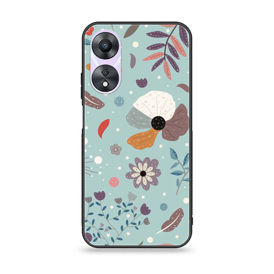 Oppo A58 - Floral Series Design 5 - Premium Printed Glass soft Bumper Shock Proof Case CS-37520