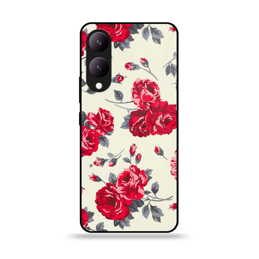 Vivo Y17S - Floral Series Design 8 - Premium Printed Glass soft Bumper shock Proof Case CS-38493