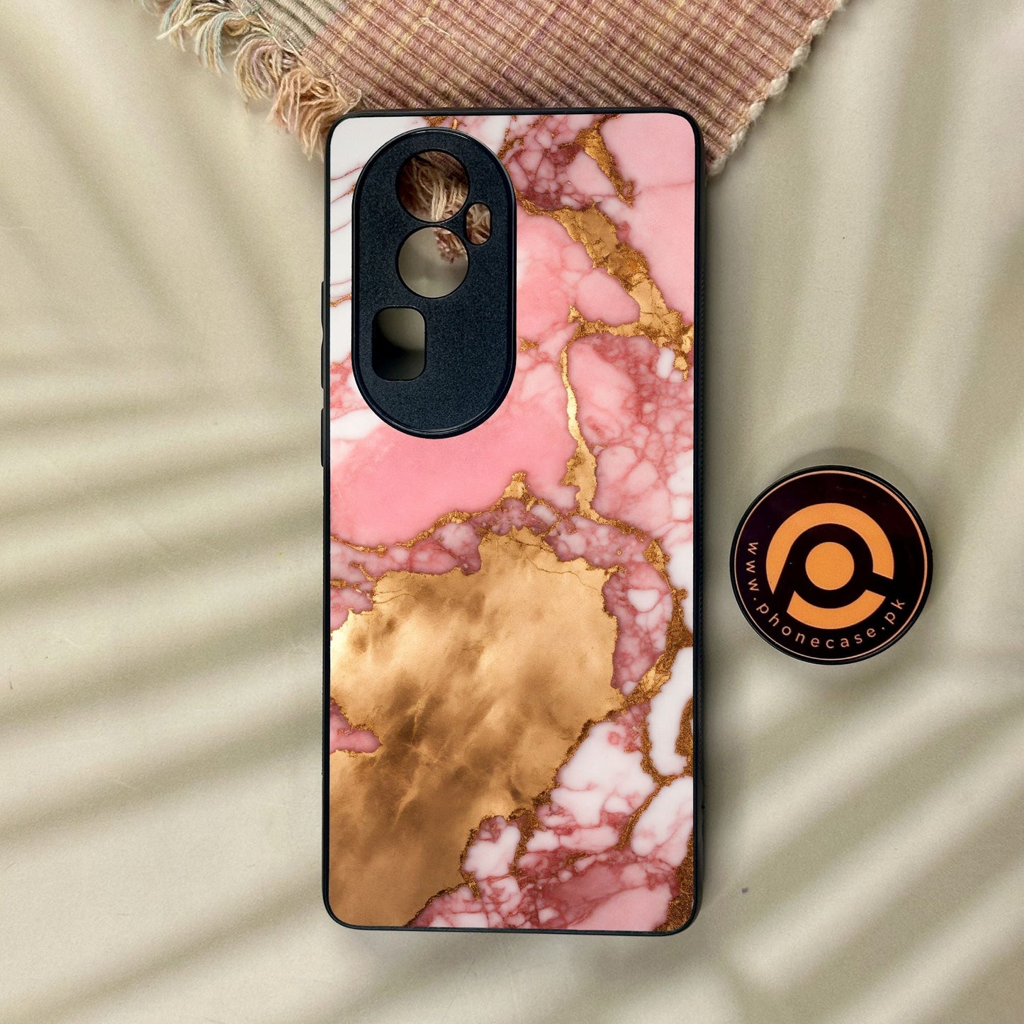 Oppo Reno 10 Pro Plus - Pink Marble 2.0 Design 7 - Premium Metal Printed Soft Bumper Shock Proof Case