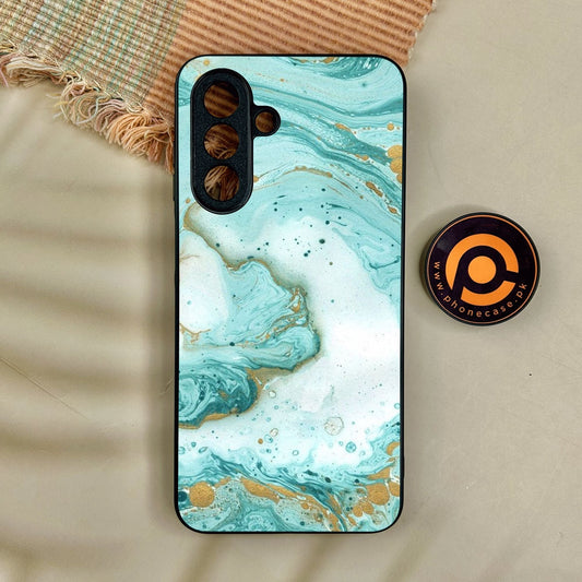 Samsung Galaxy A17 - Aqua Blue Marble Design - Premium Metal Printed Soft Bumper Shock Proof Case