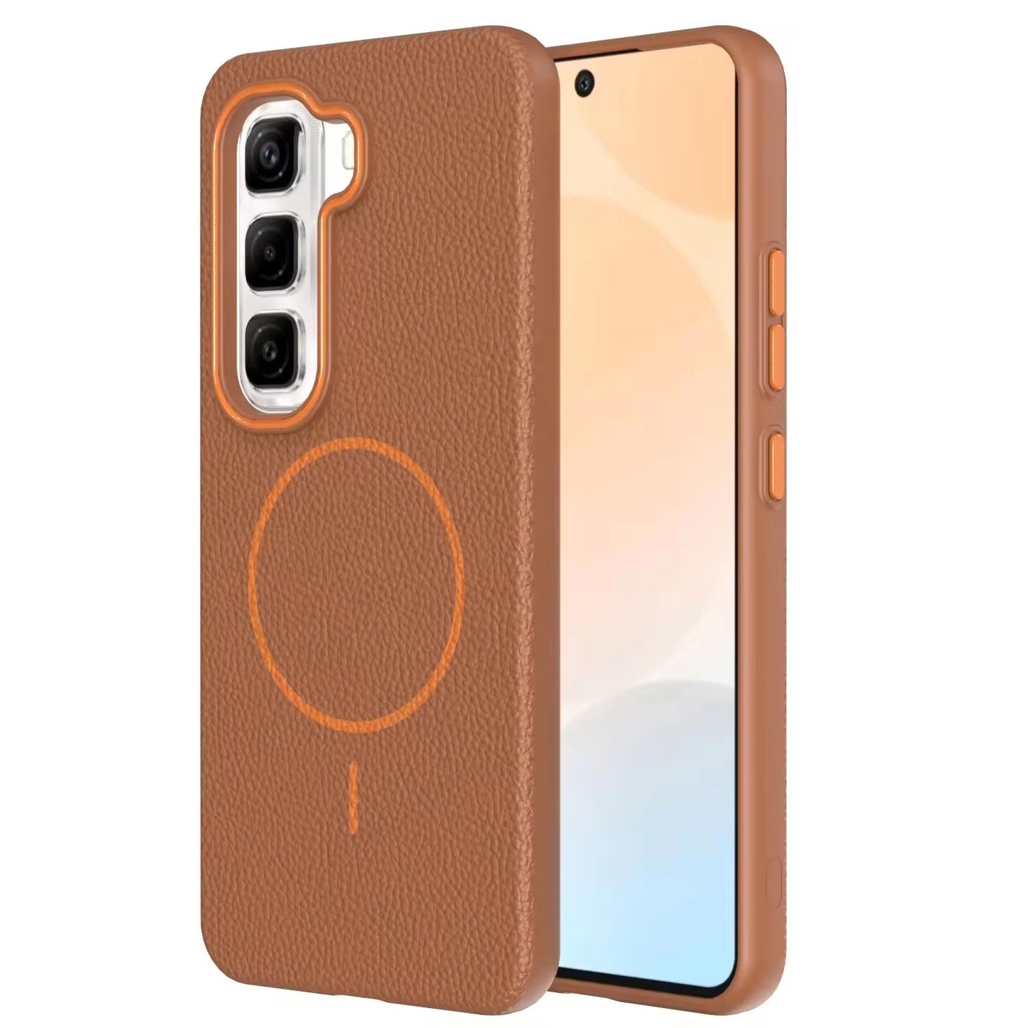 Infinix Hot 50 Pro Plus - Branded Leather Texture MagSafe Compatible Anti-Slip Soft Case