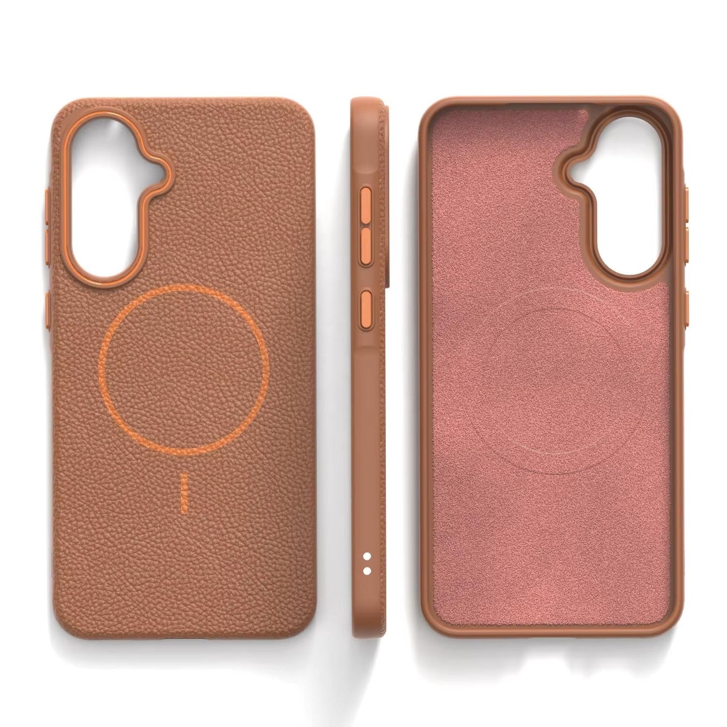 Samsung Galaxy A56 - Branded Leather Texture MagSafe Compatible Anti-Slip Soft Case