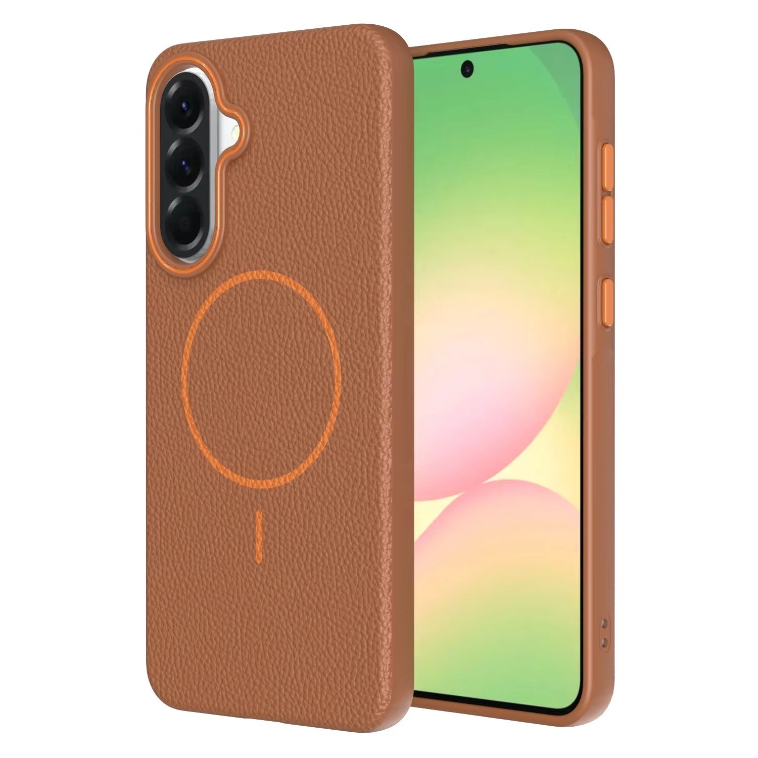 Samsung Galaxy A26 - Branded Leather Texture MagSafe Compatible Anti-Slip Soft Case