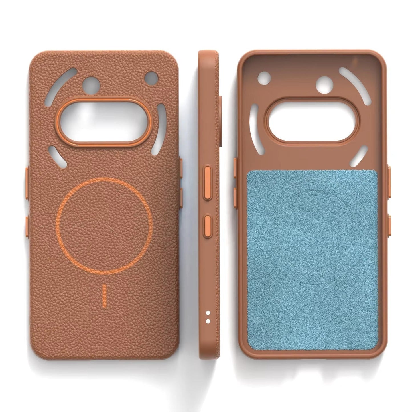 Nothing Phone 3a - Branded Leather Texture MagSafe Compatible Anti-Slip Soft Case