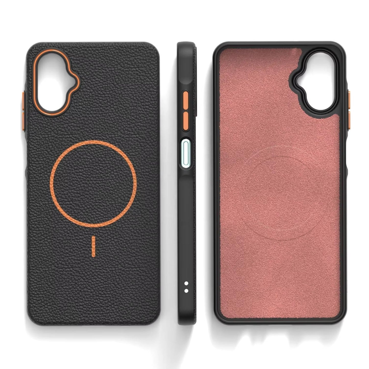 Samsung Galaxy A07 - Branded Leather Texture MagSafe Compatible Anti-Slip Soft Case