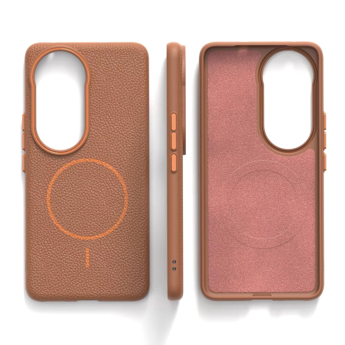 Vivo V40 - Branded Leather Texture MagSafe Compatible Anti-Slip Soft Case