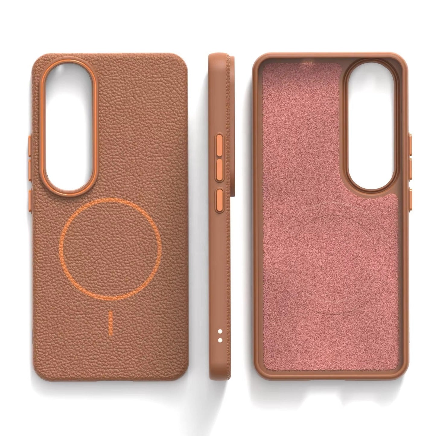 Vivo V50 Lite - Branded Leather Texture MagSafe Compatible Anti-Slip Soft Case