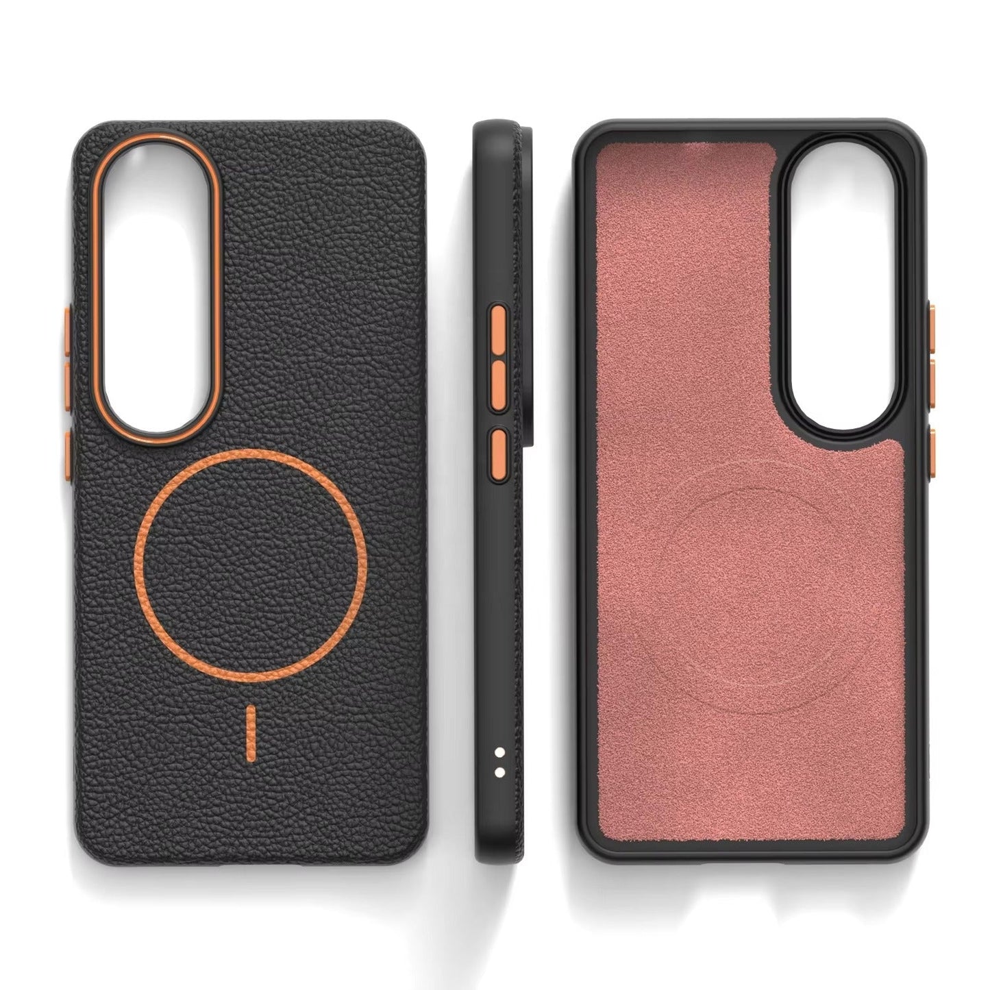 Vivo V50 Lite - Branded Leather Texture MagSafe Compatible Anti-Slip Soft Case