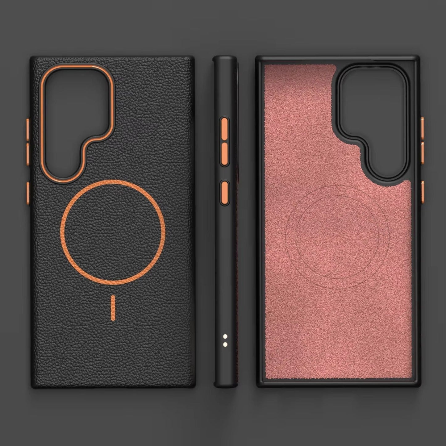 Samsung Galaxy S25 Ultra - Branded Leather Texture MagSafe Compatible Anti-Slip Soft Case